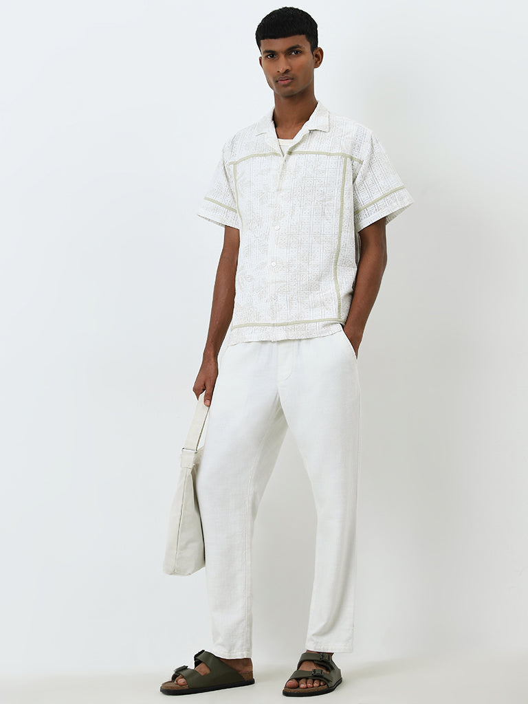 ETA Off-White Textured Relaxed-Fit Cotton Shirt