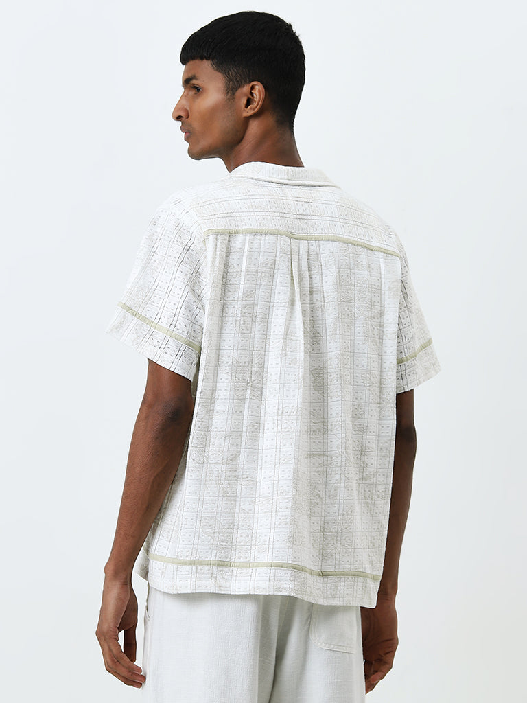 ETA Off-White Textured Relaxed-Fit Cotton Shirt