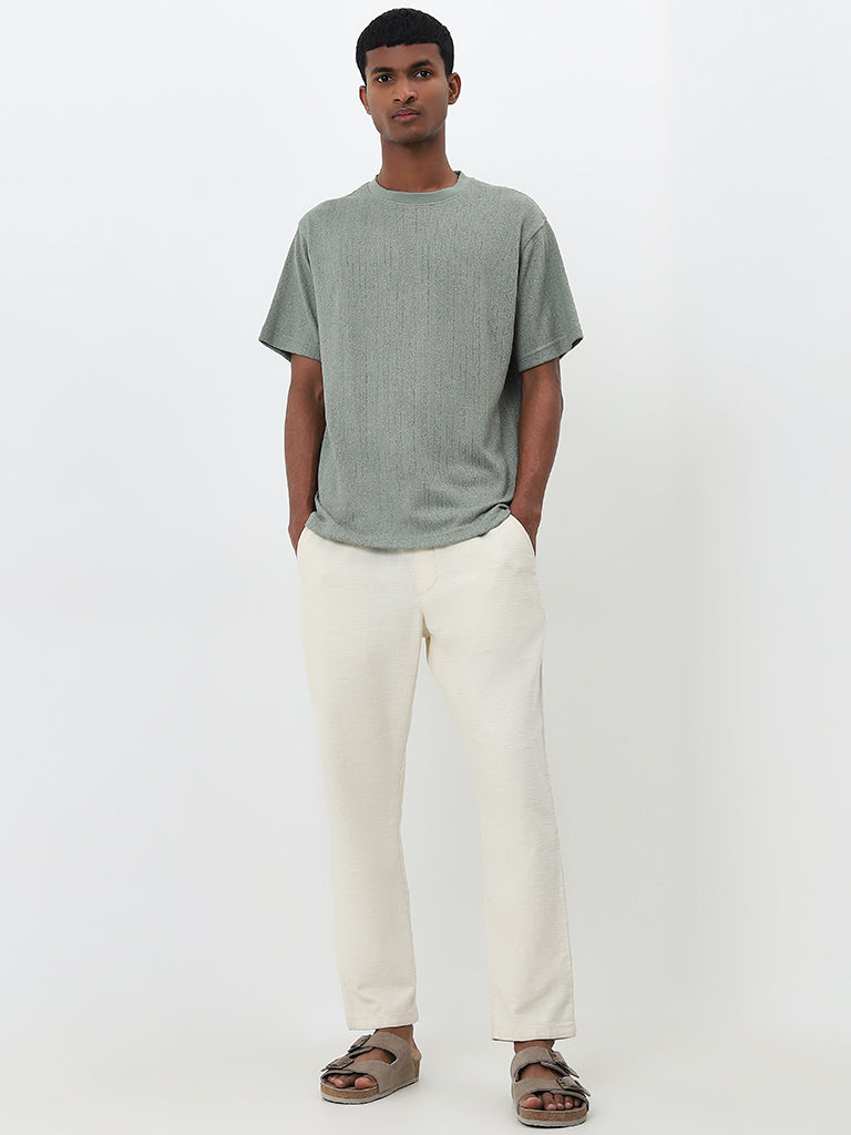 ETA Dark Sage Knit-Textured Slim-Fit Cotton T-Shirt