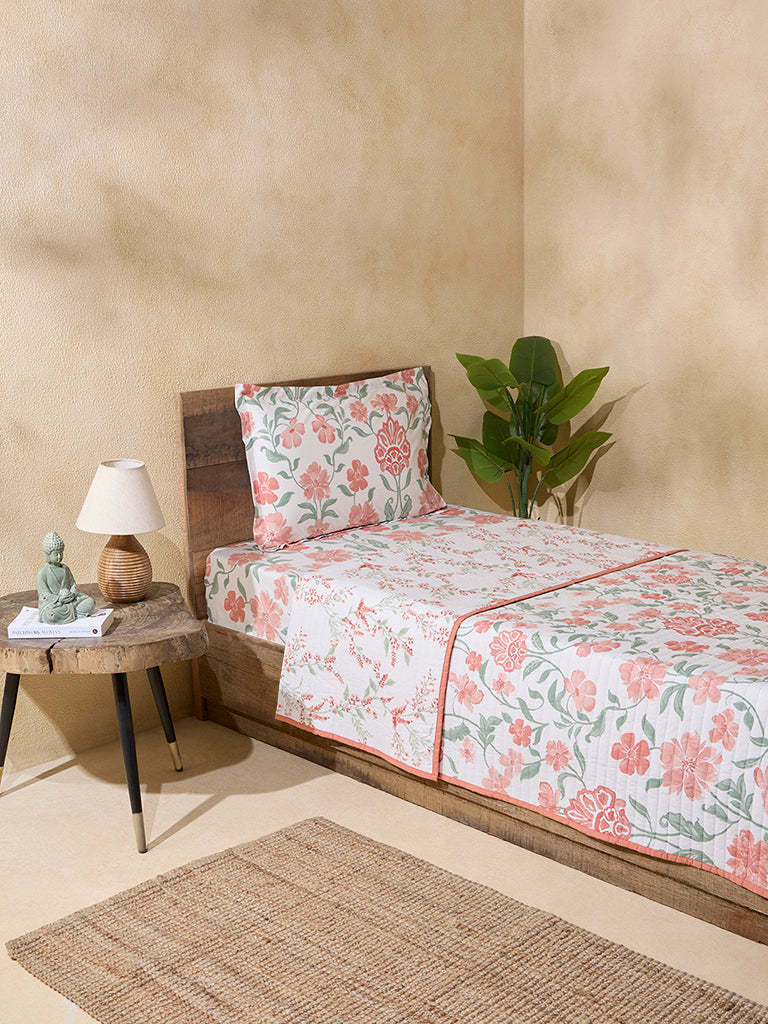 Westside Home Rust Foliage Design Reversible Single Bed Quilt