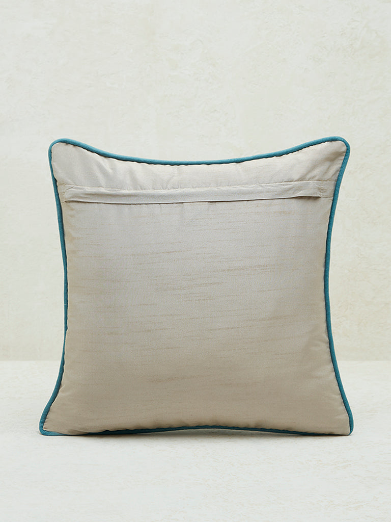 Westside Home Aqua Floral Patterned Cushion Cover