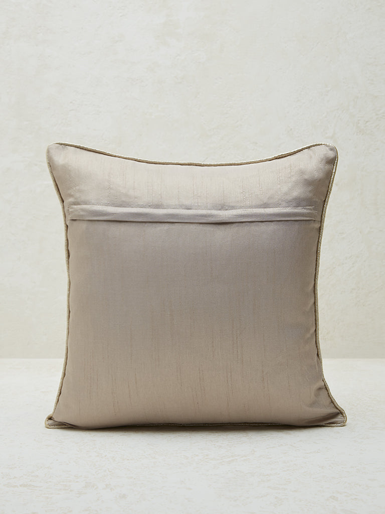 Westside Home Ivory Sequined Georgette Cushion Cover