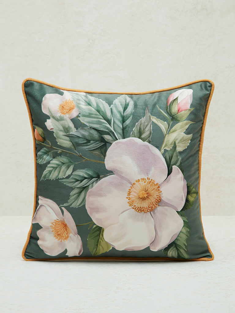 Westside Home Green Floral Printed Cushion Cover