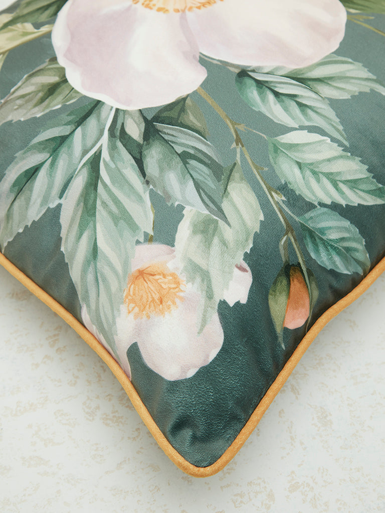 Westside Home Green Floral Printed Cushion Cover