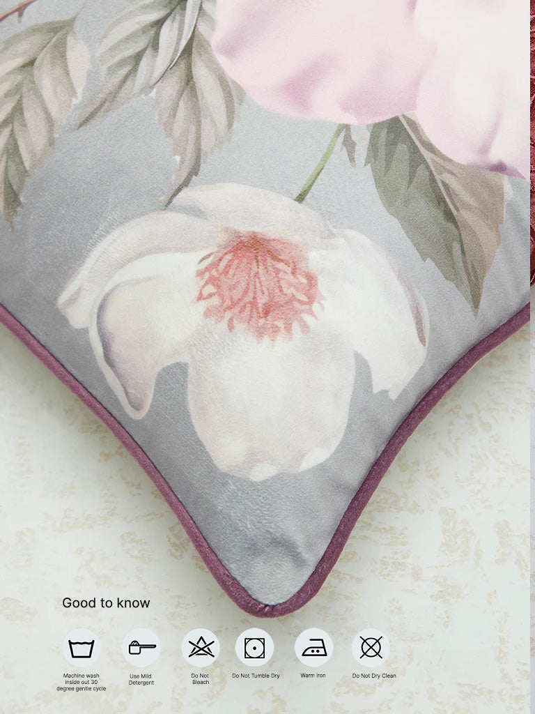 Westside Home Pink Floral Design Cushion Cover