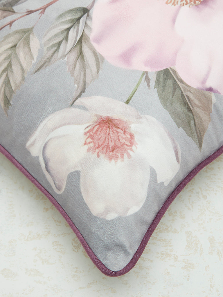 Westside Home Pink Floral Design Cushion Cover