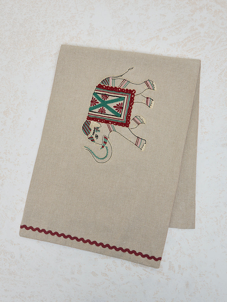 Westside Home Multicolour Elephant Embroidered Table Runner