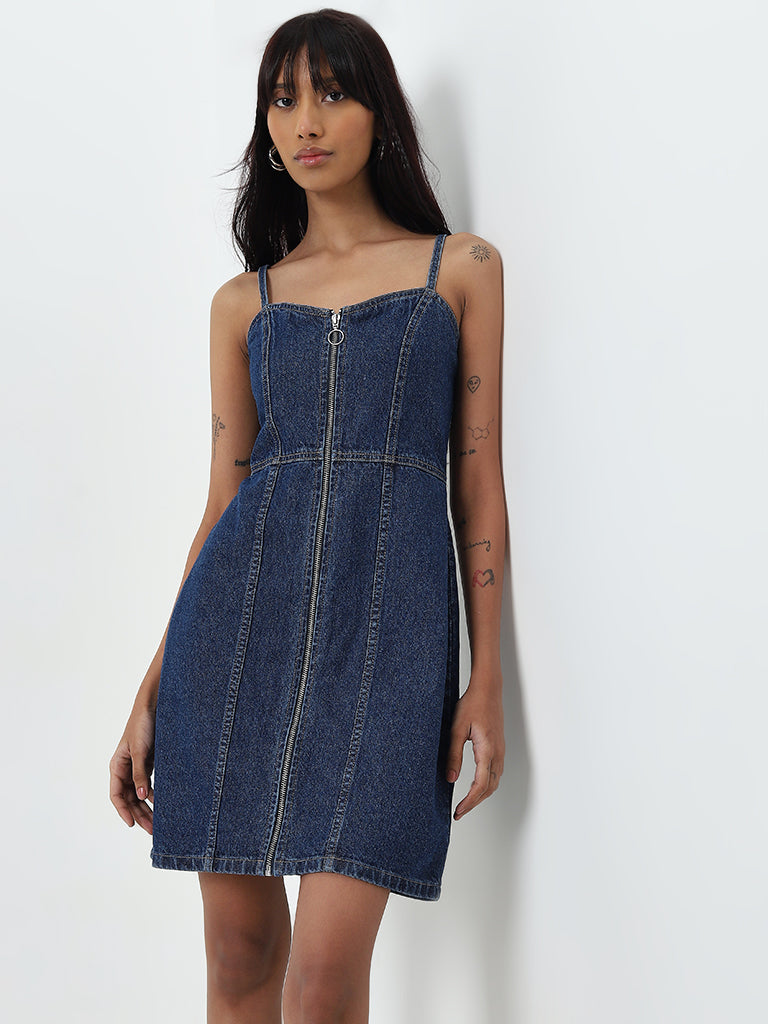 Nuon Dark Blue Denim A-Line Dress