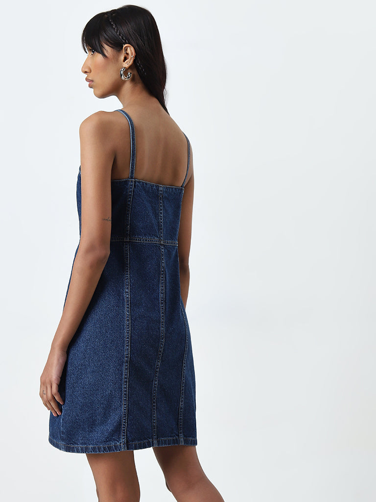 Nuon Dark Blue Denim A-Line Dress