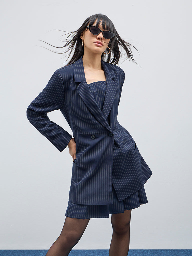 Nuon Navy Pinstripe Blazer