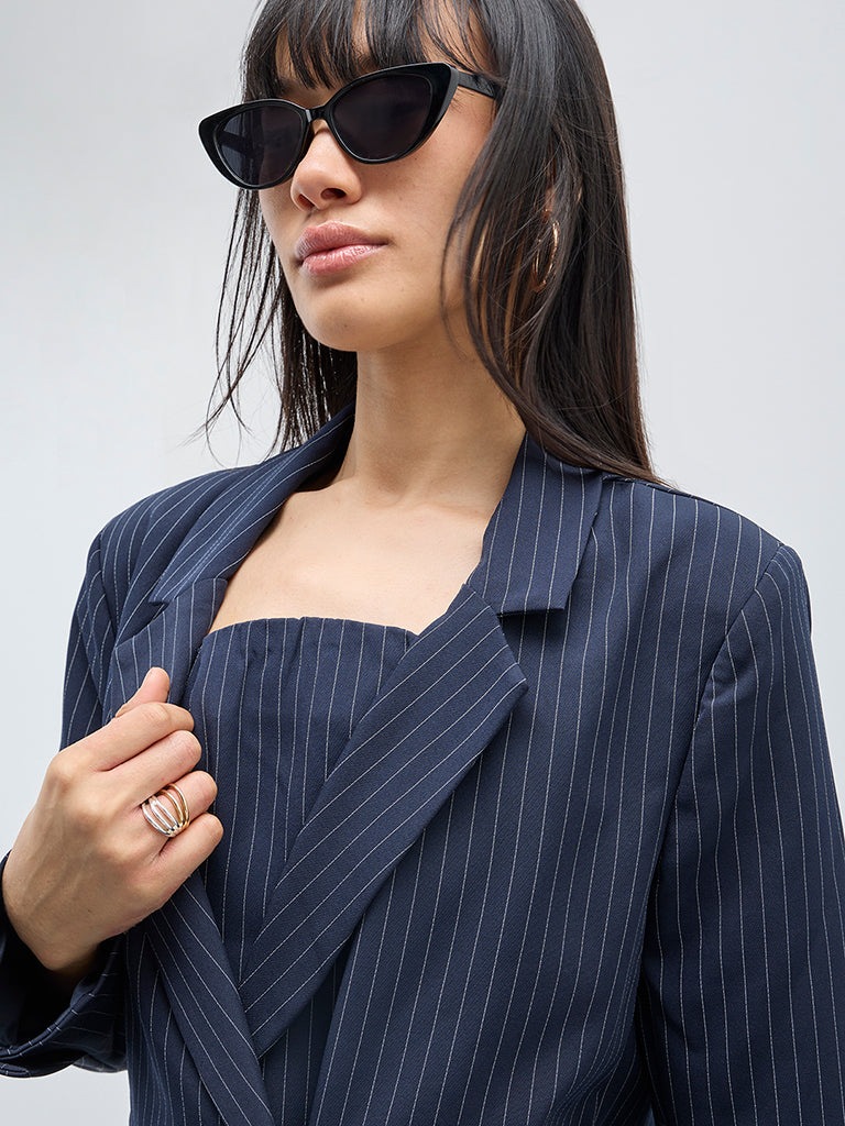 Nuon Navy Pinstripe Blazer