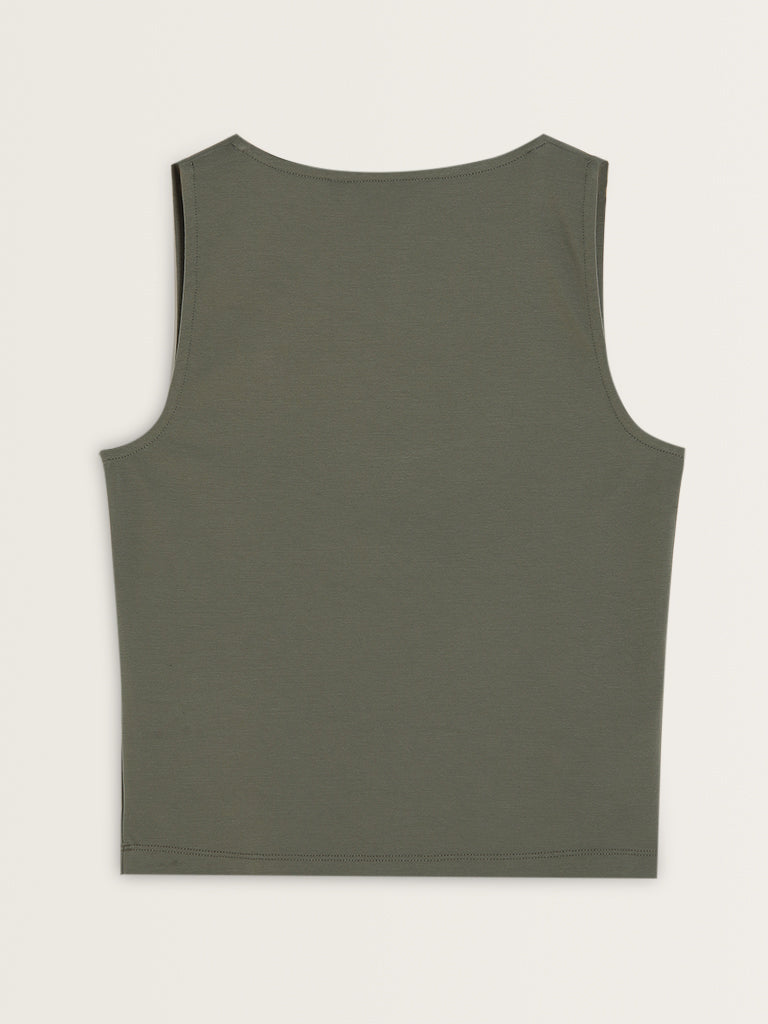 Nuon Olive Solid T-Shirt