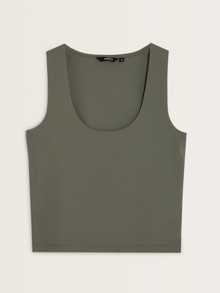 Nuon Olive Solid T-Shirt