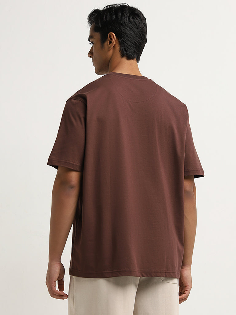 Studiofit Dark Brown Slim-Fit Cotton T-Shirt