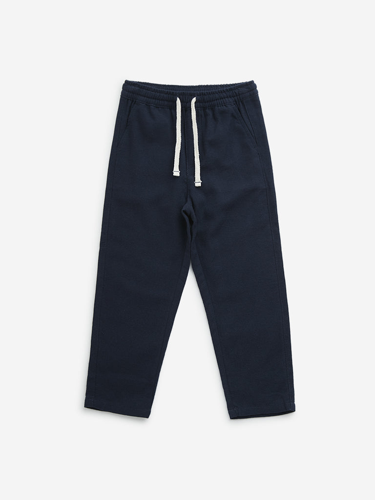 HOP Kids Navy High-Rise Cotton Blend Pants