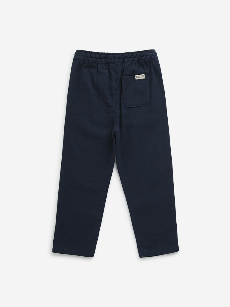 HOP Kids Navy High-Rise Cotton Blend Pants