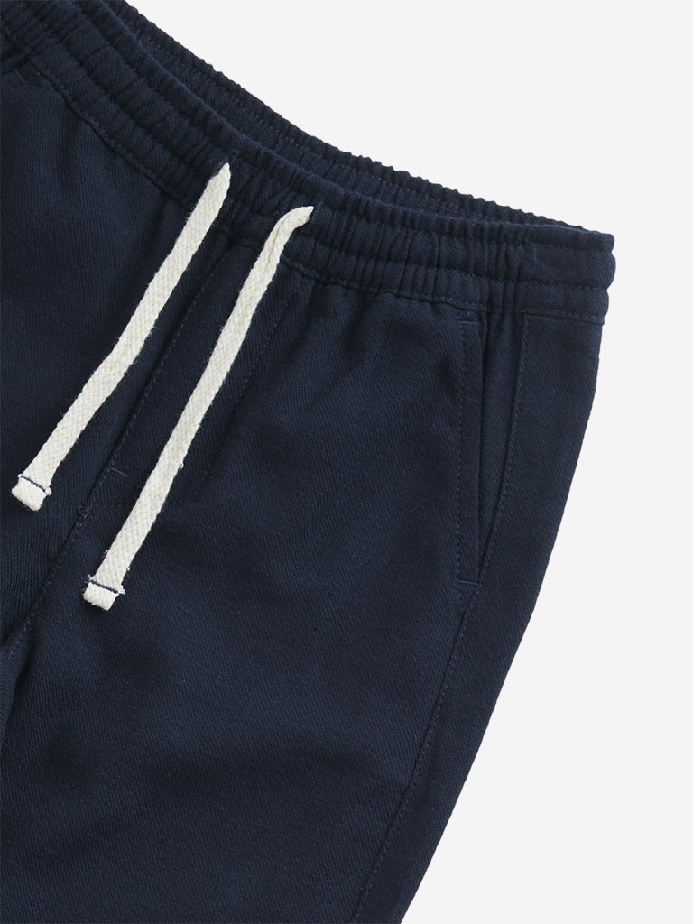 HOP Kids Navy High-Rise Cotton Blend Pants