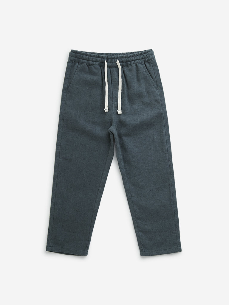 HOP Kids Teal High-Rise Cotton Blend Pants