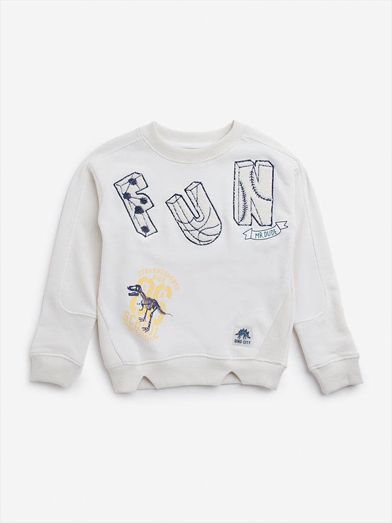 HOP Kids Off-White Applique-Detailed Sweatshirt