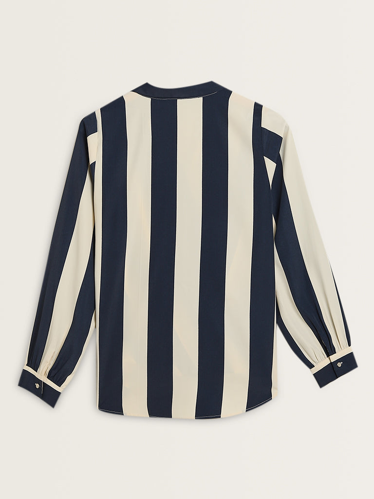 Wardrobe Off-White & Navy Striped Top