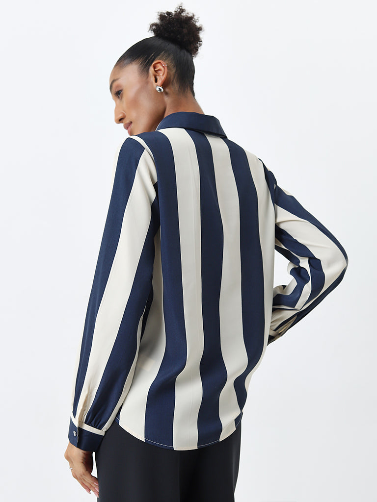 Wardrobe Off-White & Navy Striped Top