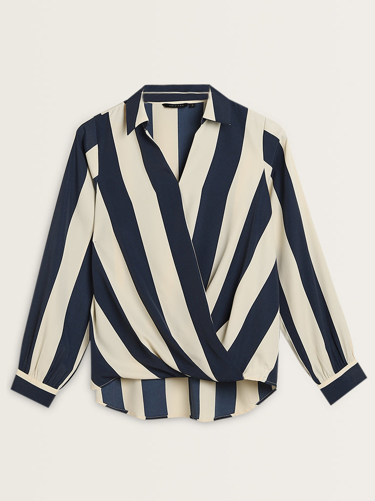 Wardrobe Off-White & Navy Striped Top