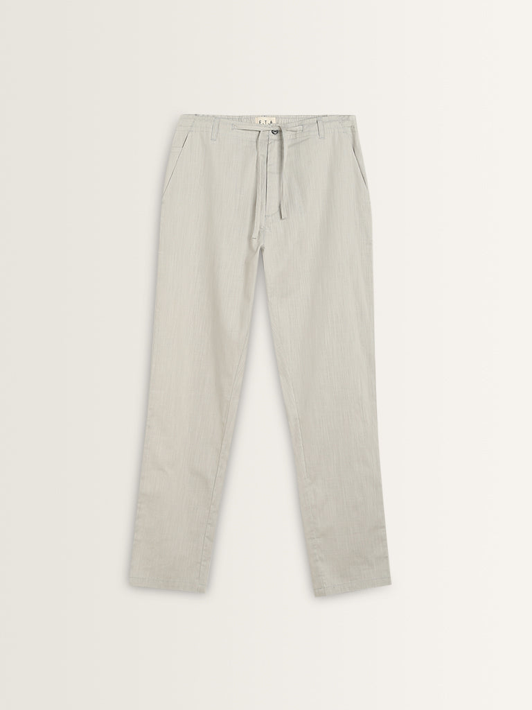 ETA Grey Mid-Rise Slim-Fit Cotton Chinos