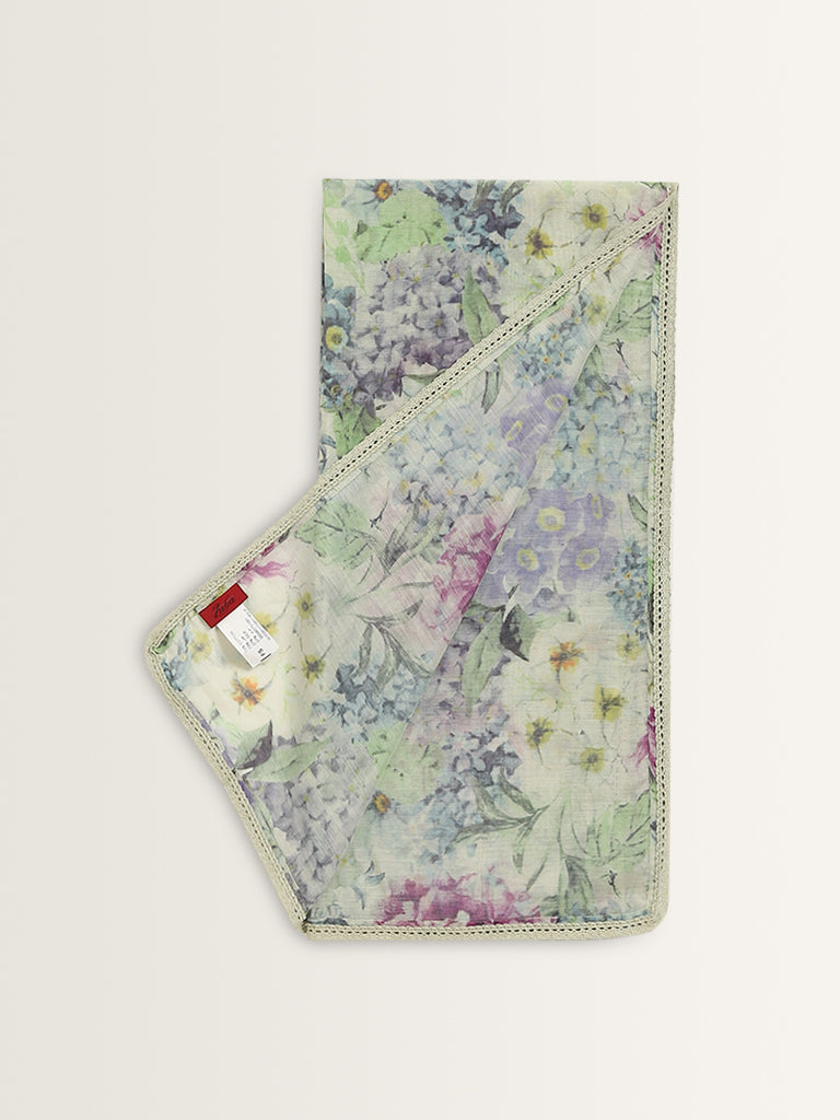 Zuba Multicolour Floral Printed Stole