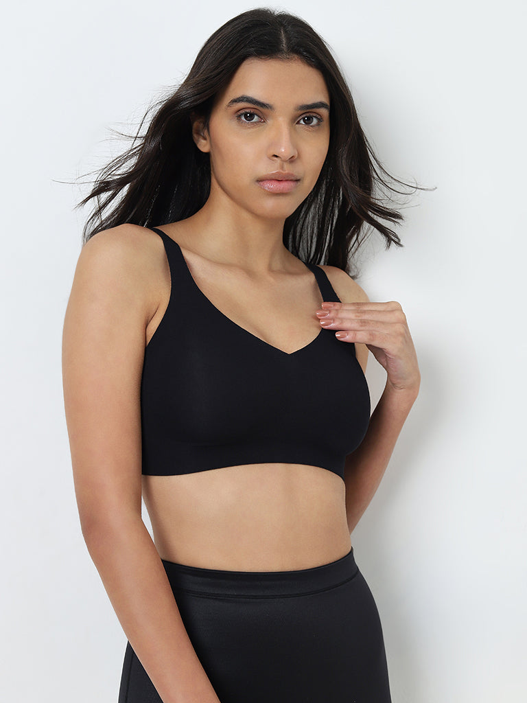 Wunderlove Black Padded Full Coverage Cotton Blend Bra