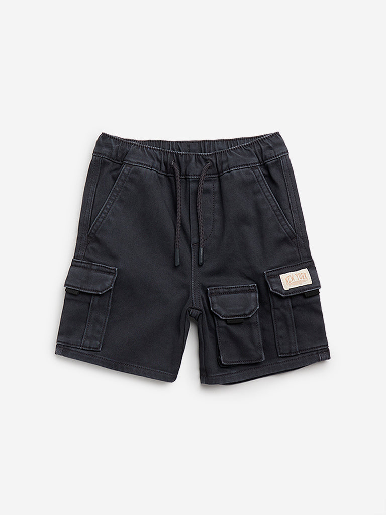 HOP Kids Charcoal Cargo-Style Mid-Rise Shorts