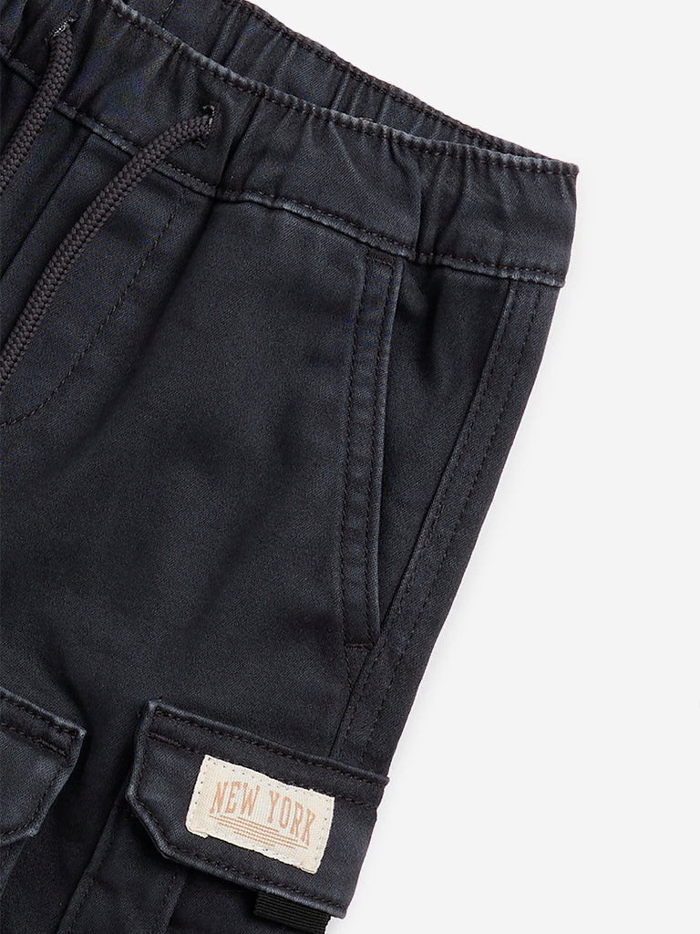 HOP Kids Charcoal Cargo-Style Mid-Rise Shorts