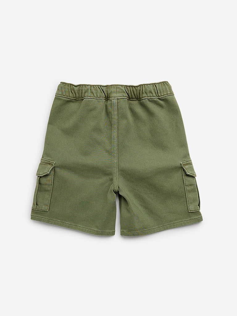 HOP Kids Olive Cargo-Style Mid-Rise Shorts