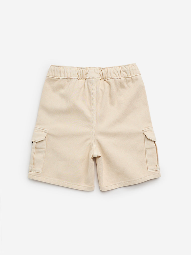 HOP Kids Beige Cargo-Style Mid-Rise Shorts