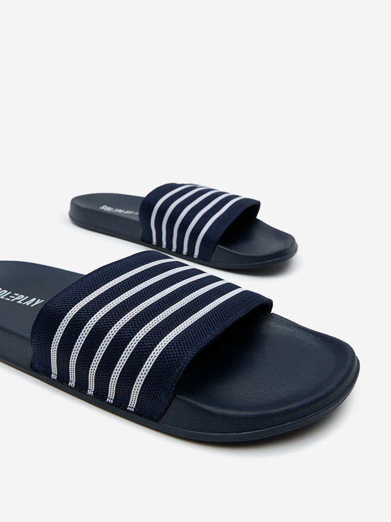 SOLEPLAY Navy Striped Slides