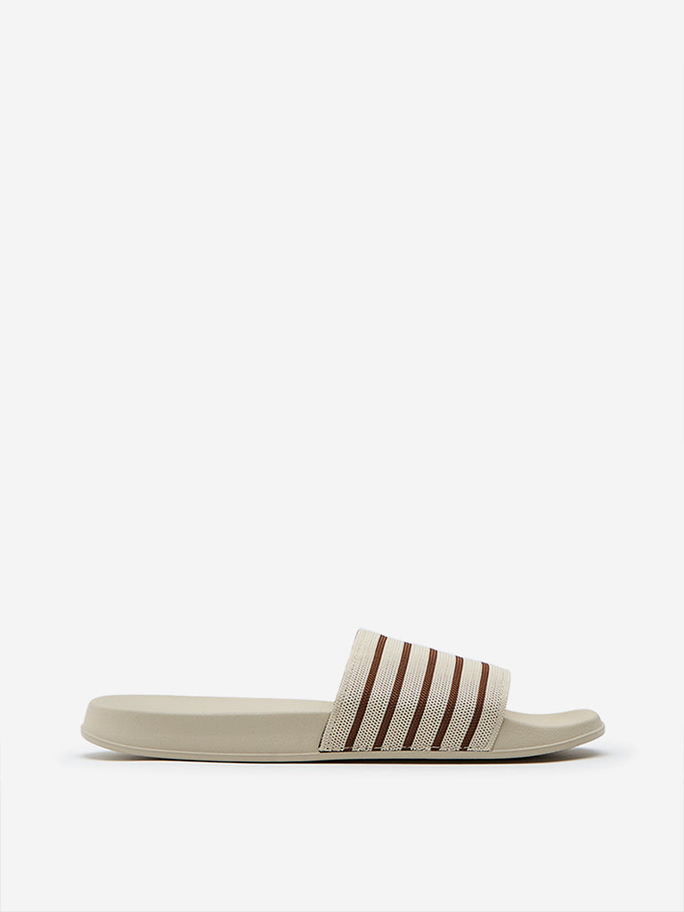 SOLEPLAY Beige Striped Slides