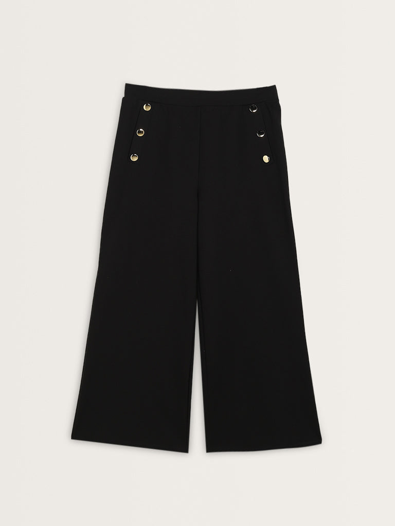 Gia Black Solid High-Rise Pants