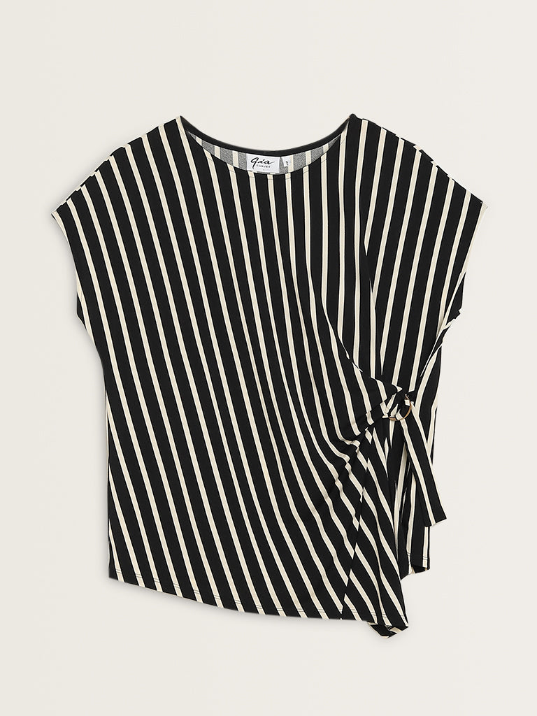 Gia Black Striped Top