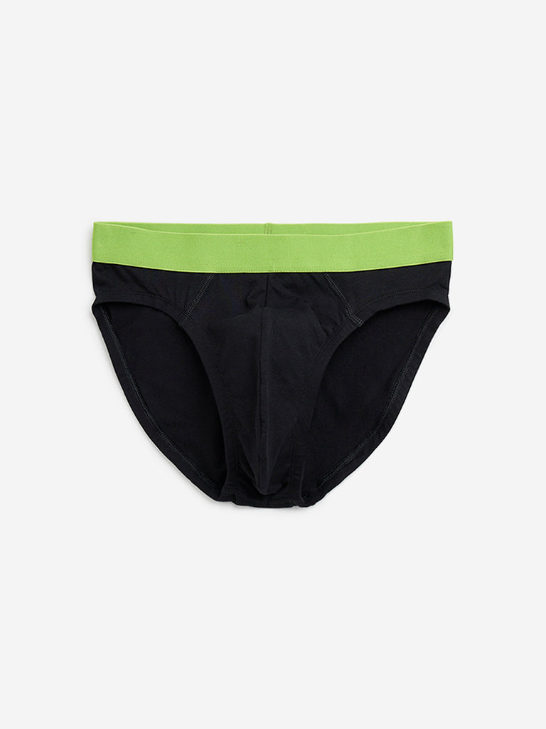 WES Lounge Black Cotton Blend Briefs - Pack of 3