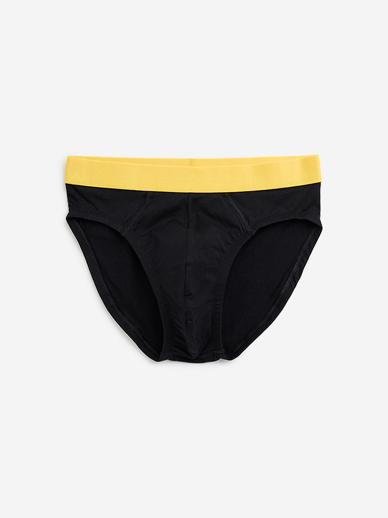 WES Lounge Black Cotton Blend Briefs - Pack of 3