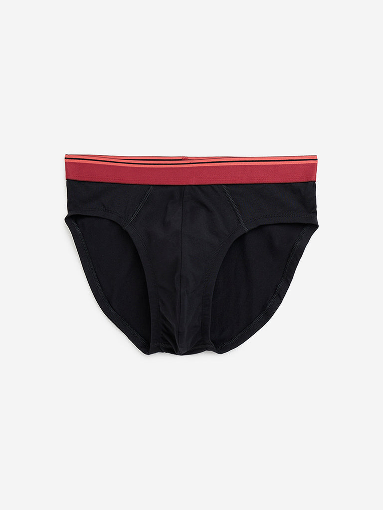 WES Lounge Black Cotton Blend Briefs - Pack of 3