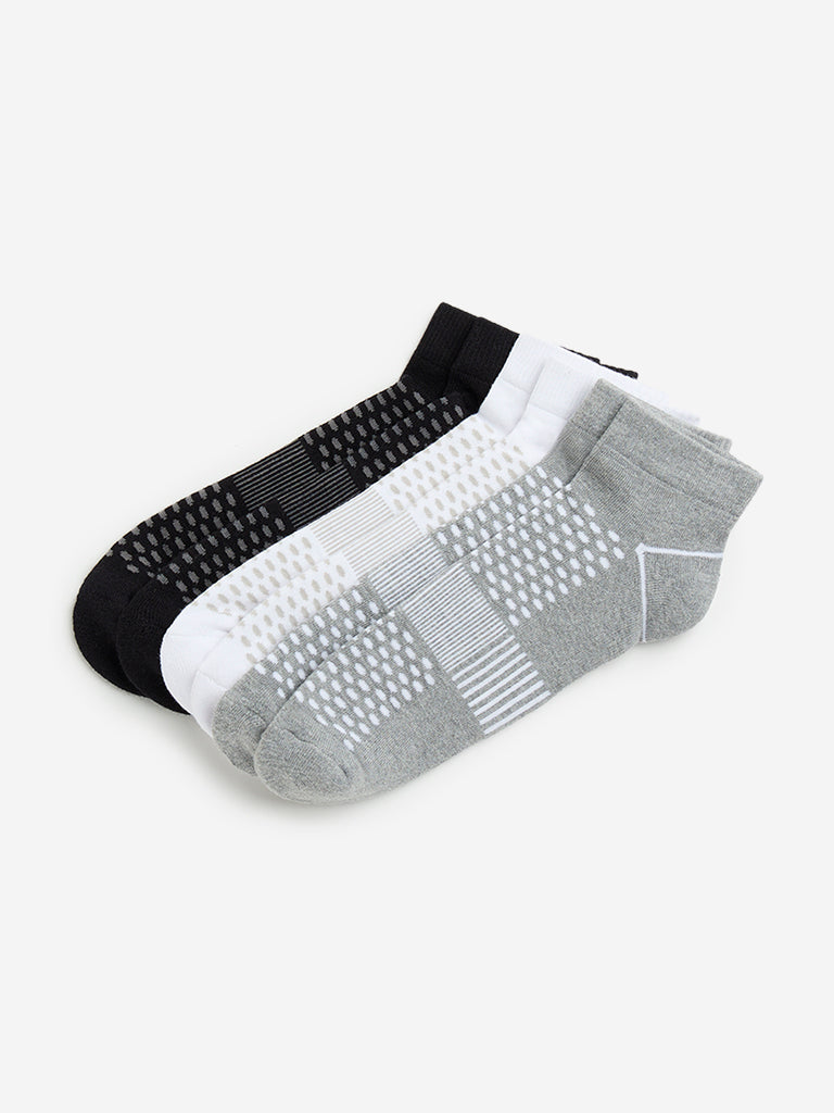 WES Lounge Grey Ankle Length Socks - Pack of 3