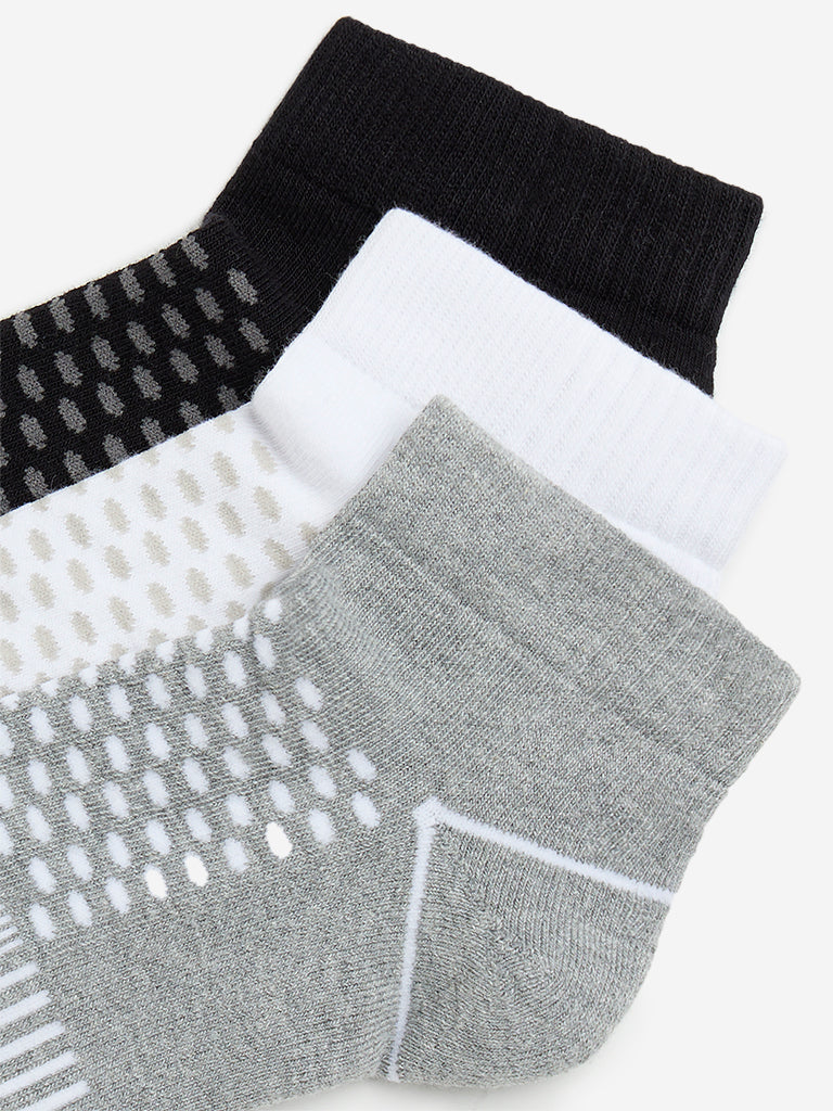 WES Lounge Grey Ankle Length Socks - Pack of 3