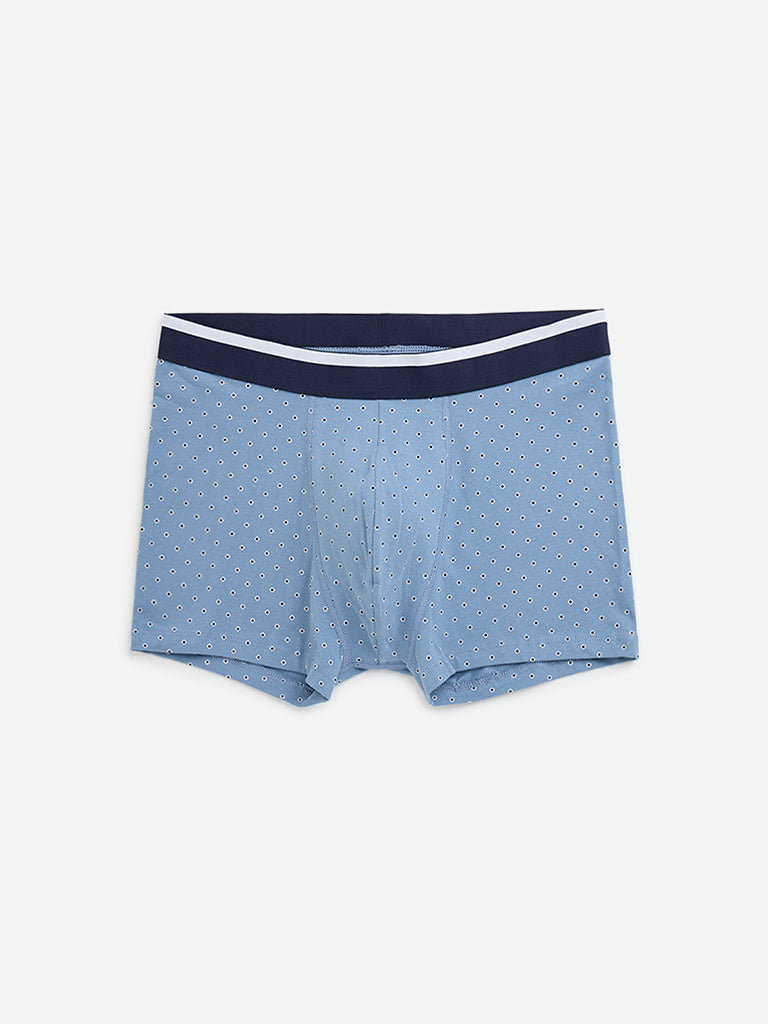 WES Lounge Blue Striped Cotton Blend Trunks - Pack of 3