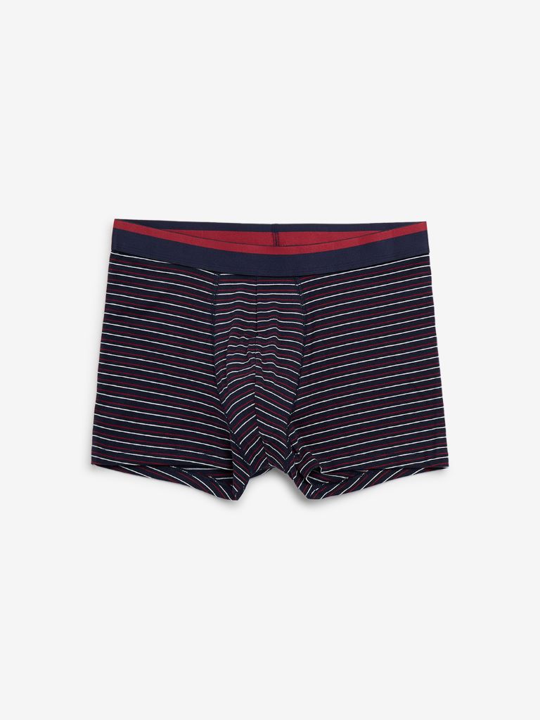 WES Lounge Red Printed Cotton Blend Trunks - Pack of 3