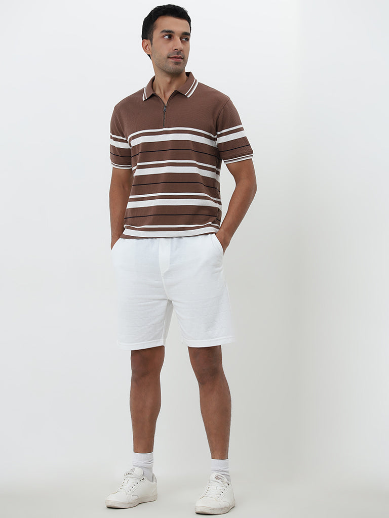 WES Lounge White Relaxed-Fit Mid-Rise Shorts