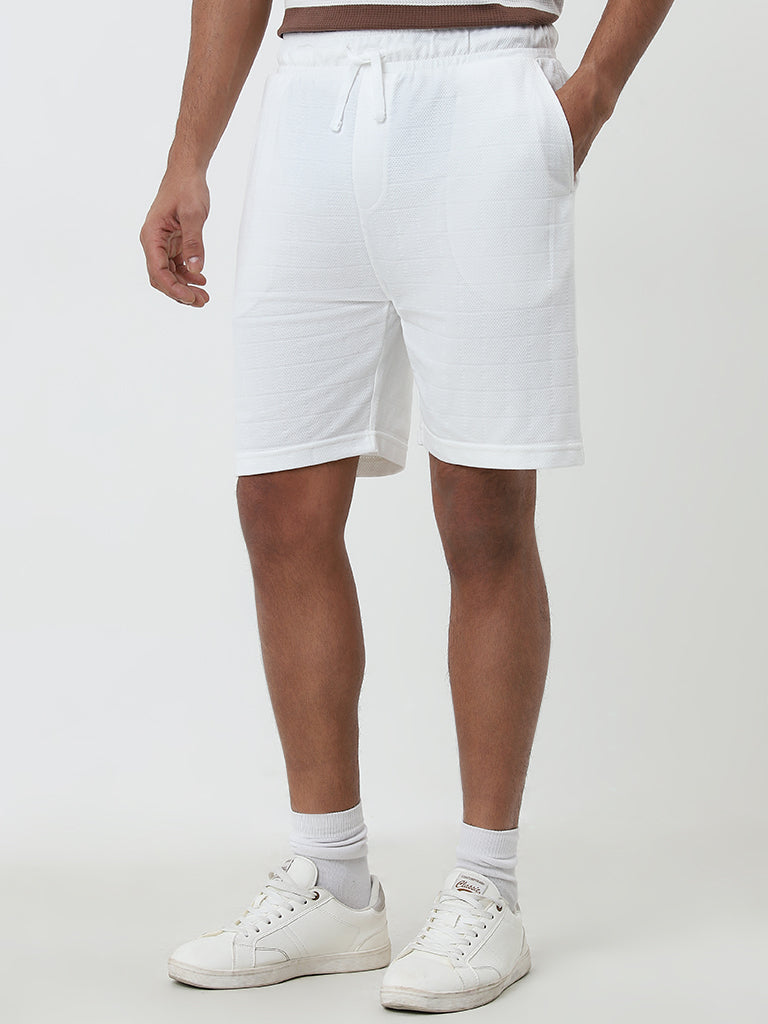 WES Lounge White Relaxed-Fit Mid-Rise Shorts