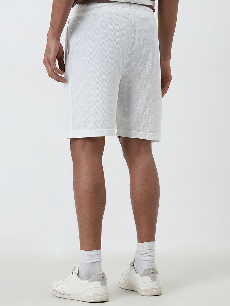 WES Lounge White Relaxed-Fit Mid-Rise Shorts