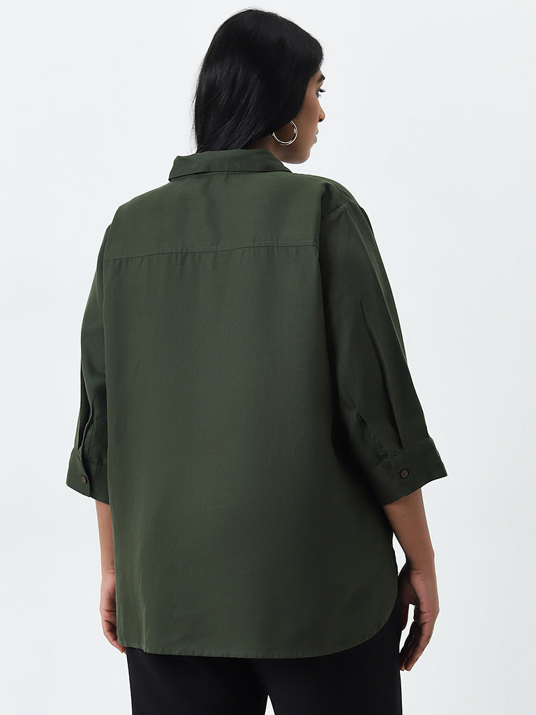 Gia Olive Collared Shirt