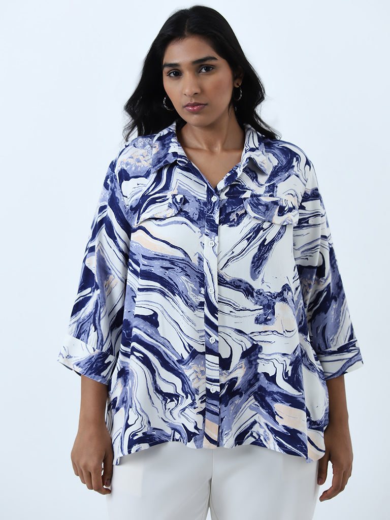 Gia Blue Abstract Design Shirt