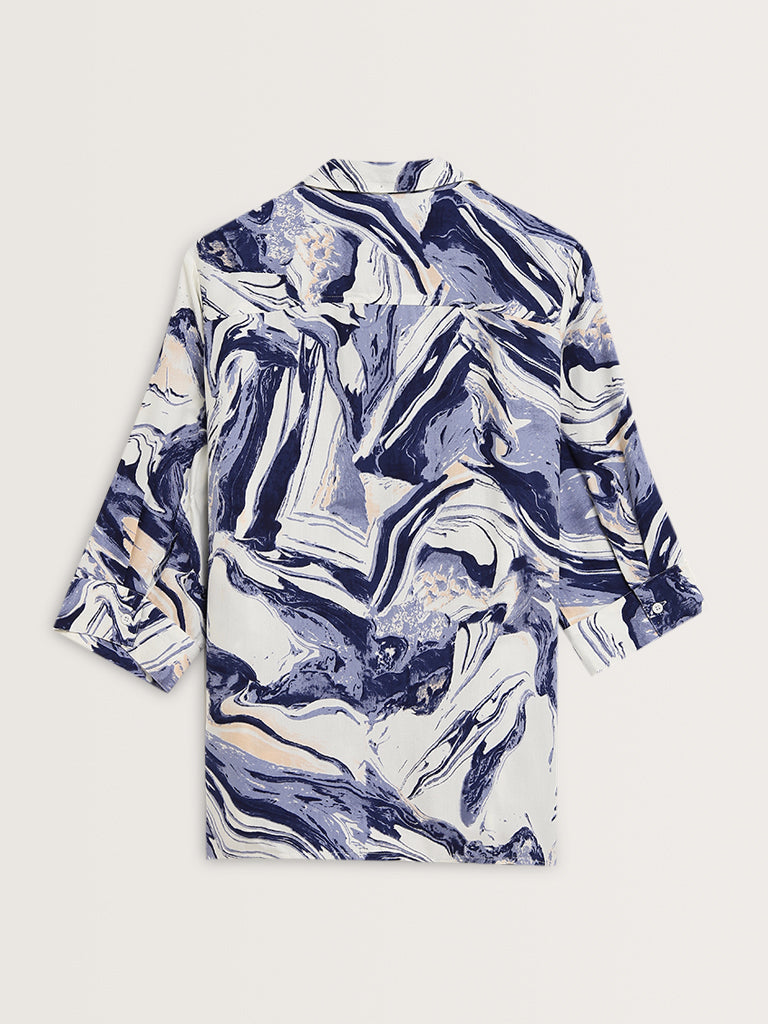 Gia Blue Abstract Design Shirt